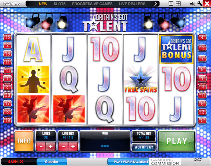 Image of Britains's Got Talent Online Slot Game in Play