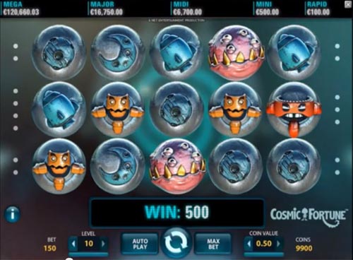 A Screenshot the gameplay  of Cosmic Fortune Slot