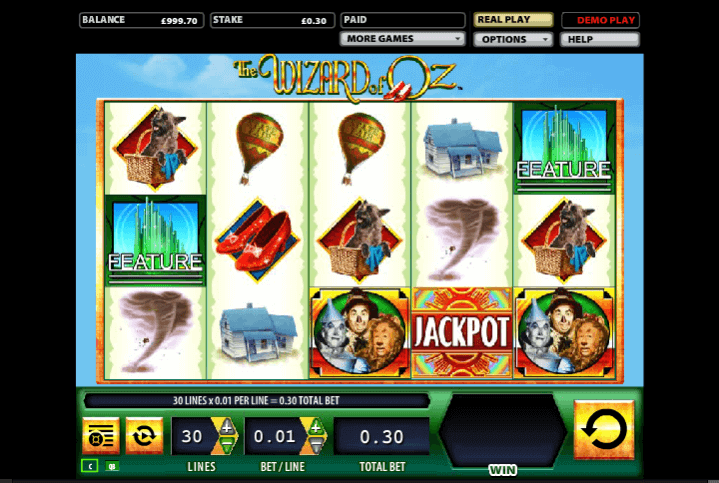 Image of Wizzard of Oz online slot in play