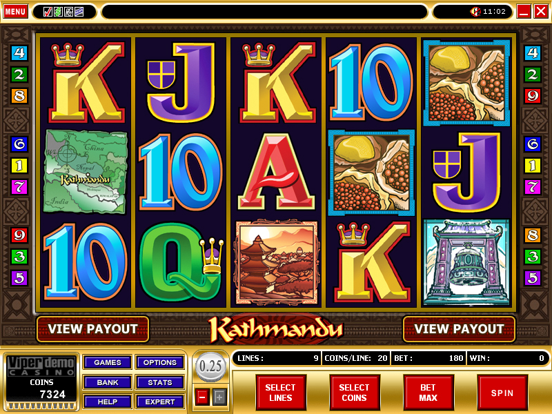 A screenshot of the Kathmandu Online Slot Gameplay