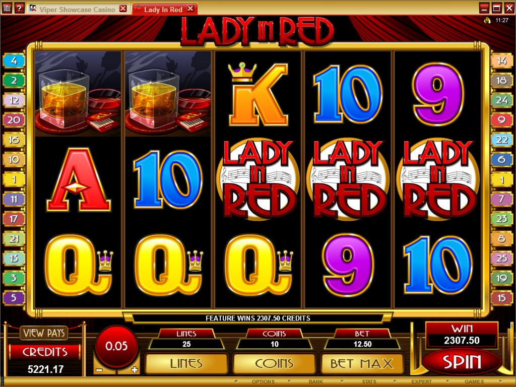 A screenshot of the Lady In Red Online Slot Gameplay
