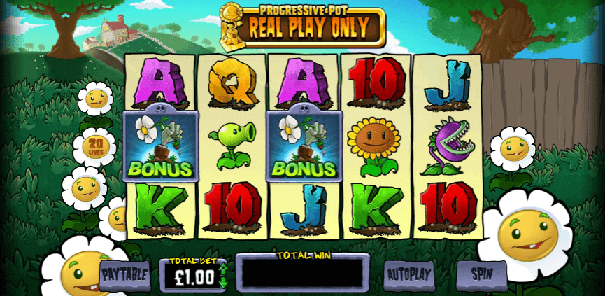 Image of Plants vs Zombies online slot in play