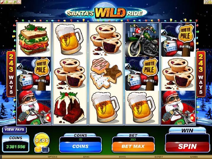 A screenshot of Santas Wild Ride Online Slot