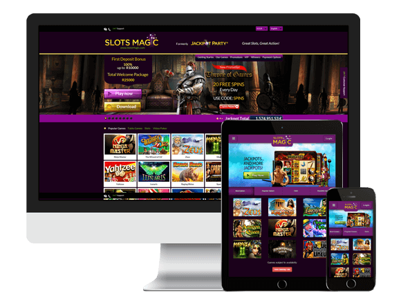 An image of the slots magic casino on multiple platforms