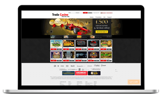 An image of Trada Casino on Laptop