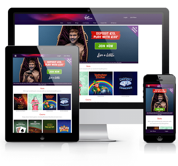 Virgin Games Website on Desktop and Mobile