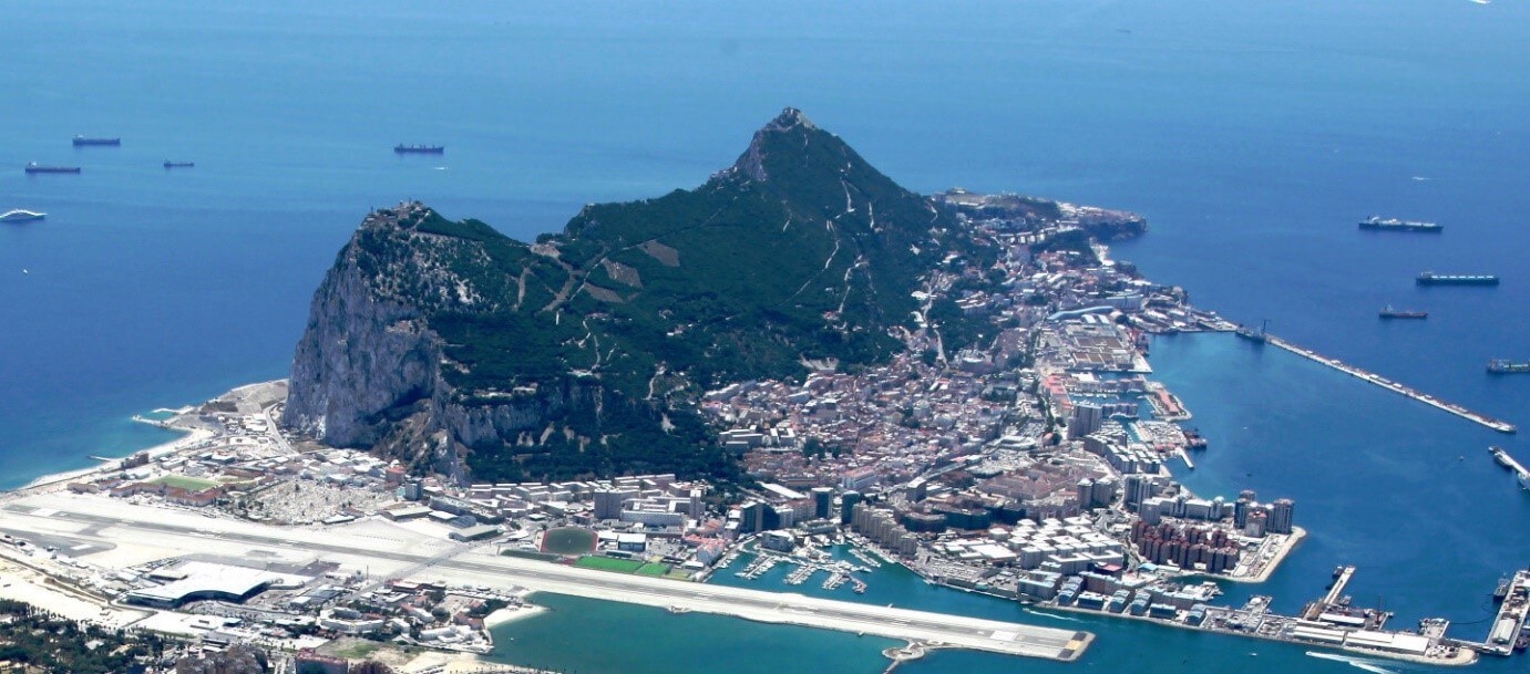 An aerial photo of Gibraltar