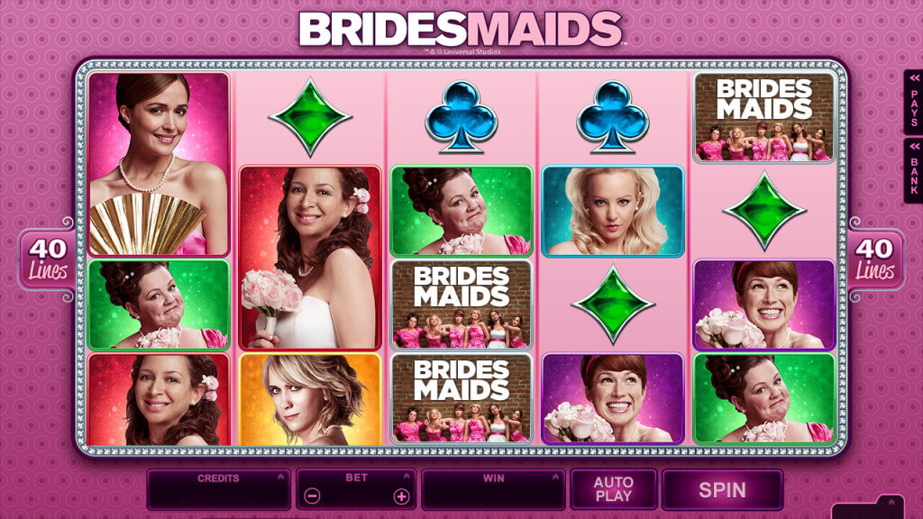 Gameplay on It’s a wild ride to matrimony! Casinos here at Casino UK will bring you a thrilling adaption of the hilariously popular film; Bridesmaids™ Online Slot!