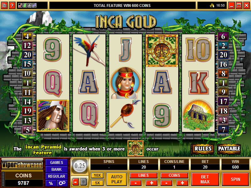 A screenshot of the Inca Gold Online Slot Game