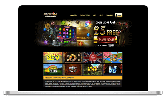 Image of JAckpot Mobile Casino Laptop interface