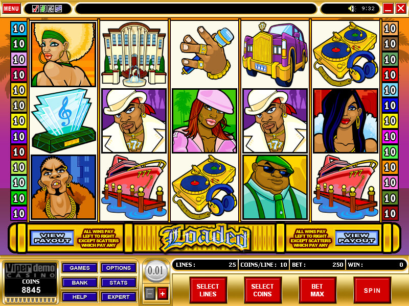A screenshot of the Loaded Online Slot Gameplay