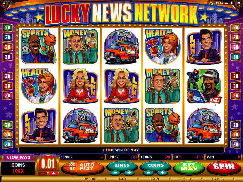 A screenshot of the Lucky News Network Online Slot Gameplay
