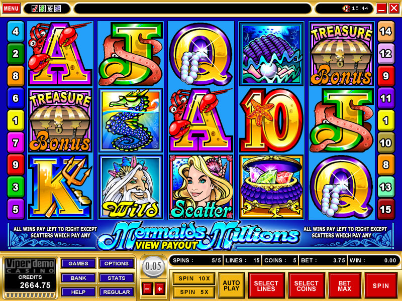 A screenshot of Mermaid Millions Online Slot Gameplay