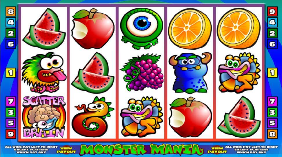 A screenshot of Monsters Mania Online Slot Gameplay