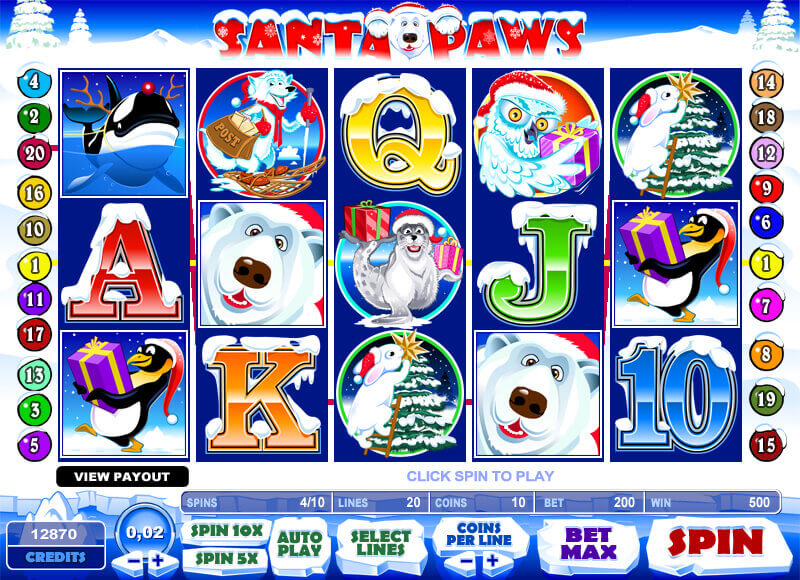 A screenshot of Santa Paw Online Slot