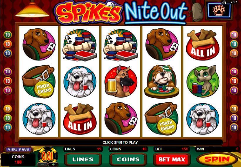 An image of Spike's Nite Out Online Slot Gameplay