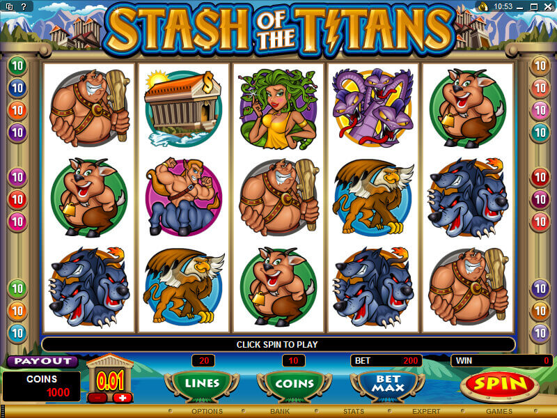 An image of Stash of the Titans Online Slot Gameplay