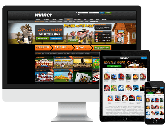 Winner Online Casino multi-platform mockup