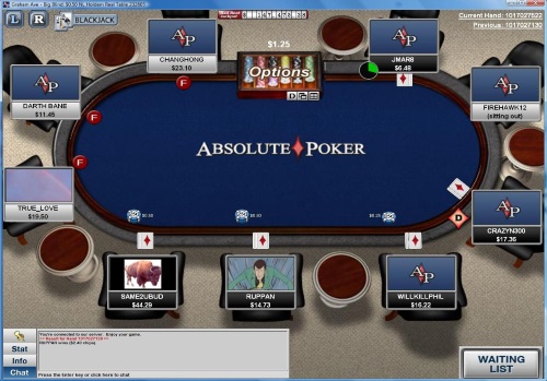 Absolute Poker homepage