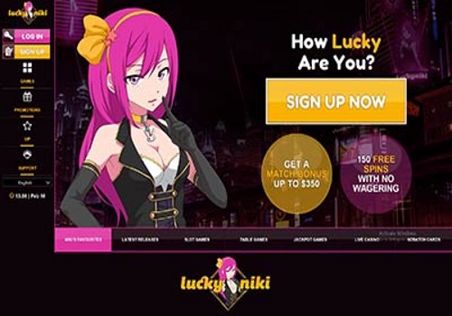 LuckyNiki homepage.