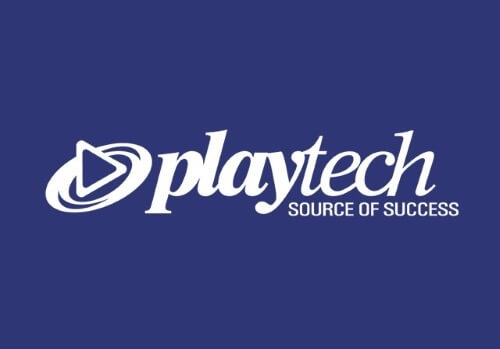 The Playtech logo in white on a blue background