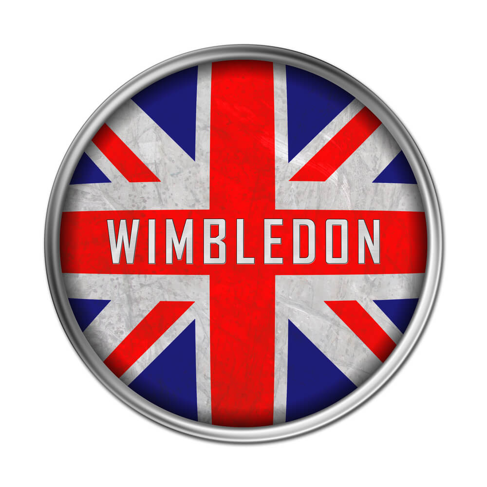 An image of Wimbledon on a UK flag in a circle