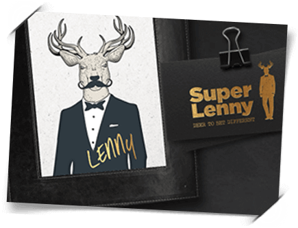 Image of SuperLenny business card and frame